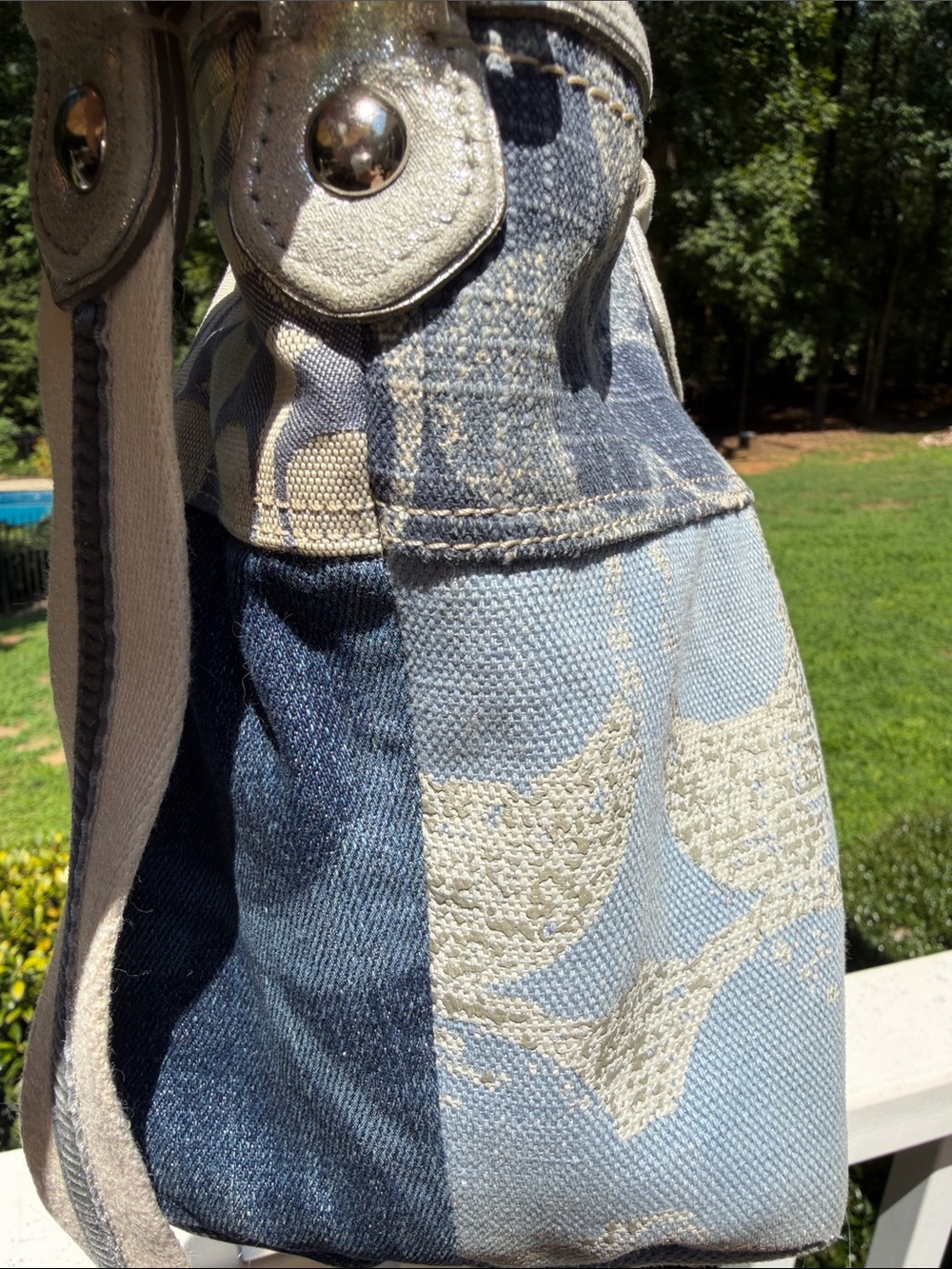 Coach Poppy Denim and Metallic Blue Patchwork Rocker Satchel 2010 w TAGS - Picture 12 of 17